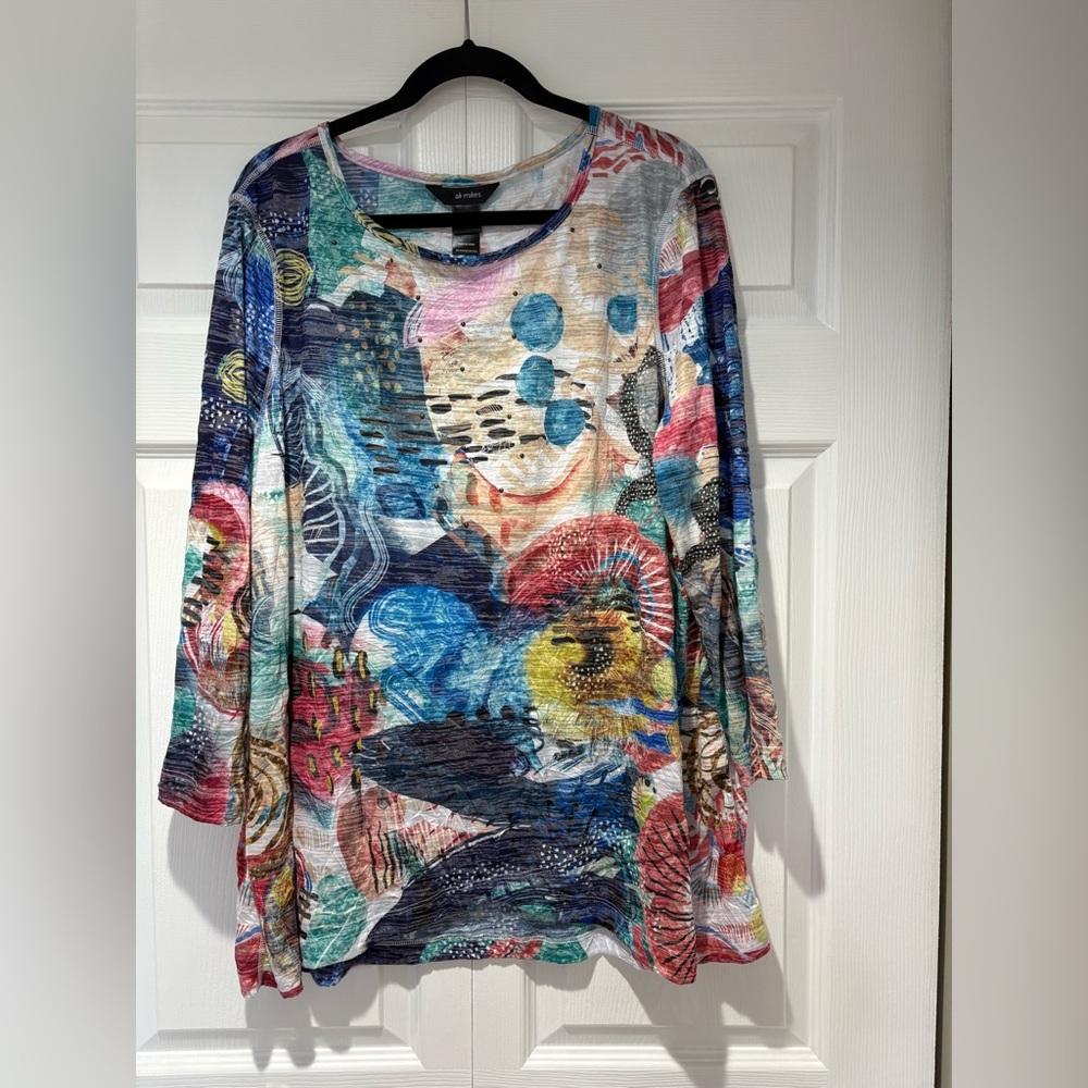 Ali Miles Multicolor Abstract Blouse